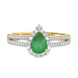 Photo of Lita 1 3/8 Carat T.W. Emerald and Diamond Trio Matching Wedding Ring Set 14K Yellow Gold [BT2153YE-C000]