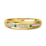 Photo of Lone 1/7 Carat T.W. Emerald and Diamond Matching Wedding Band Set 14K Yellow Gold [BT2139YM]