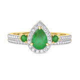 Photo of Ixora 1 1/4 CT. T.W. Emerald and Diamond Matching Bridal Ring Set 10K Yellow Gold [BR2135Y-C000]