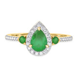 Photo of Ixora 1 1/4 CT. T.W. Emerald and Diamond Matching Bridal Ring Set 10K Yellow Gold [BT2135YE-C000]