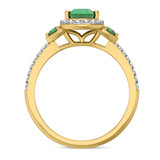 Photo of Ixora 1 1/4 CT. T.W. Emerald and Diamond Matching Bridal Ring Set 10K Yellow Gold [BT2135YE-C000]