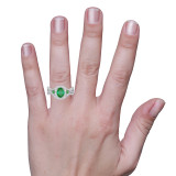 Photo of Lone 2 1/3 CT. T.W. Emerald and Diamond Trio Matching Wedding Ring Set 10K White Gold [BR2139W-C000] [HT]