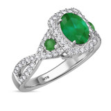 Photo of Lone 2 CT. T.W. Emerald and diamond Engagement Ring 10K White Gold [BT2139WE-C000]