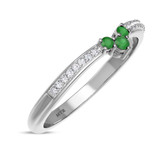 Photo of Abilia 1/5 Carat T.W. Emerald and Diamond Ladies Wedding Band 14K White Gold [BT2146WL]