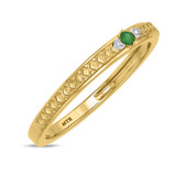Photo of Manuka 1/5 CT. T.W. Emerald and Diamond Matching Bridal Ring Set 10K Yellow Gold [BT2159YL]