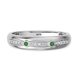 Photo of Lone 1/7 CT. T.W. Emerald and Diamond Mens Wedding Band 10K White Gold [BT2139WM]
