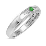 Photo of Abilia 1/10 CT. T.W. Emerald and Diamond Mens Wedding Band 14K White Gold [BT2146WM]