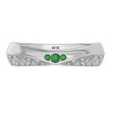 Photo of Neeja 1/8 CT. T.W. Emerald and Diamond Mens Wedding Band 10K White Gold [BT2158WM]