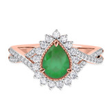 Photo of Liana 2 1/10 CT. T.W. Emerald and Diamond Trio Matching Wedding Ring Set 10K Rose Gold [BT2154RE-C000]