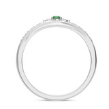 Photo of Hana 1/7 CT. T.W. Emerald and Diamond Matching Wedding Band Set 14K White Gold [BT2143WM]
