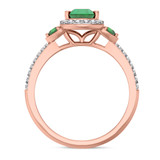 Photo of Ixora 1 3/8 CT. T.W. Emerald and Diamond Trio Matching Wedding Ring Set 10K Rose Gold [BT2135RE-C000]