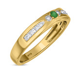 Photo of Hana 1/7 CT. T.W. Emerald and Diamond Matching Wedding Band Set 14K Yellow Gold [BT2143YM]