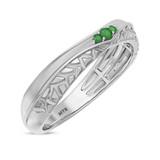 Photo of Neeja 1/8 Carat T.W. Emerald and Diamond Mens Wedding Band 14K White Gold [BT2158WM]