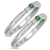 Photo of Hana 1/4 Carat T.W. Emerald and Diamond Same Sex Ladies Band Set 14K White Gold [WL2143W]