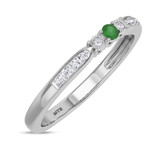 Photo of Hana 1/4 Carat T.W. Emerald and Diamond Same Sex Ladies Band Set 14K White Gold [BT2143WL]
