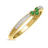 Photo of Abilia 1 1/5 CT. T.W. Emerald and Diamond Trio Matching Wedding Ring Set 14K Yellow Gold [BT2146YL]