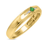 Photo of Abilia 1 1/5 CT. T.W. Emerald and Diamond Trio Matching Wedding Ring Set 14K Yellow Gold [BT2146YM]