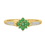 Photo of Neeja 1/2 Carat T.W. Emerald and Diamond Trio Matching Wedding Ring Set 10K Yellow Gold [BT2158YE-C000]