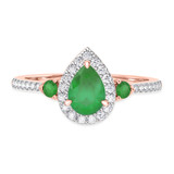 Photo of Ixora 1 3/8 CT. T.W. Emerald and Diamond Trio Matching Wedding Ring Set 14K Rose Gold [BT2135RE-C000]
