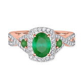 Photo of Lone 2 1/5 CT. T.W. Emerald and Diamond Matching Bridal Ring Set 10K Rose Gold [BT2139RE-C000]