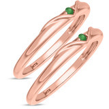 Photo of Neeja 1/10 CT. T.W. Emerald and Diamond Same Sex Ladies Band Set 14K Rose Gold [WL2158R]