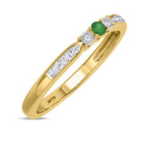 Photo of Hana 1/4 Carat T.W. Emerald and Diamond Same Sex Ladies Band Set 14K Yellow Gold [BT2143YL]