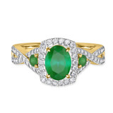 Photo of Lone 2 1/3 Carat T.W. Emerald and Diamond Trio Matching Wedding Ring Set 14K Yellow Gold [BT2139YE-C000]