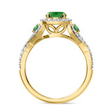 Photo of Lone 2 1/3 Carat T.W. Emerald and Diamond Trio Matching Wedding Ring Set 14K Yellow Gold [BT2139YE-C000]