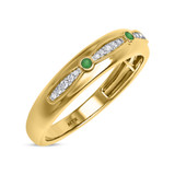 Photo of Lone 2 1/3 Carat T.W. Emerald and Diamond Trio Matching Wedding Ring Set 14K Yellow Gold [BT2139YM]