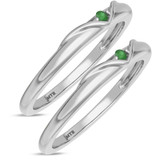 Photo of Neeja 1/10 CT. T.W. Emerald and Diamond Same Sex Ladies Band Set 10K White Gold [WL2158W]