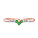 Photo of Abilia 1/3 CT. T.W. Emerald and Diamond Same Sex Ladies Band Set 10K Rose Gold [BT2146RL]