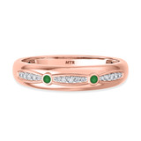 Photo of Ixora 1/7 CT. T.W. Emerald and Diamond Mens Wedding Band 14K Rose Gold [BT2135RM]