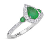Photo of Ixora 1 3/8 CT. T.W. Emerald and Diamond Trio Matching Wedding Ring Set 10K White Gold [BT2135WE-C000]
