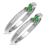 Photo of Abilia 1/3 CT. T.W. Emerald and Diamond Same Sex Ladies Band Set 10K White Gold [WL2146W]