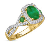 Photo of Lone 2 1/5 Carat T.W. Emerald and Diamond Matching Bridal Ring Set 10K Yellow Gold [BT2139YE-C000]