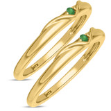 Photo of Neeja 1/10 CT. T.W. Emerald and Diamond Same Sex Ladies Band Set 14K Yellow Gold [WL2158Y]
