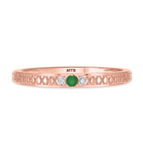 Photo of Manuka 1/8 Carat T.W. Emerald and Diamond Same Sex Ladies Band Set 10K Rose Gold [BT2159RL]
