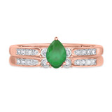 Photo of Hana 2/3 CT. T.W. Emerald and Diamond Matching Bridal Ring Set 10K Rose Gold [BR2143R-C000]