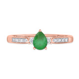 Photo of Hana 2/3 CT. T.W. Emerald and Diamond Matching Bridal Ring Set 10K Rose Gold [BT2143RE-C000]