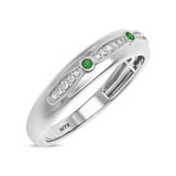 Photo of Ixora 1/7 CT. T.W. Emerald and Diamond Mens Wedding Band  10K White Gold [BT2135WM]