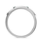 Photo of Ixora 1/7 CT. T.W. Emerald and Diamond Mens Wedding Band 10K White Gold [BT2135WM]