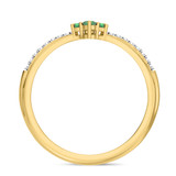Photo of Abilia 1/3 Carat T.W. Emerald and Diamond Same Sex Ladies Band Set 14K Yellow Gold [BT2146YL]