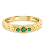 Photo of Azaleia 1/4 CT. T.W. Emerald and Diamond Mens Wedding Band 14K Yellow Gold [BT2147YM]