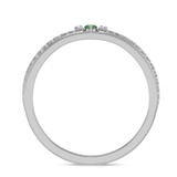 Photo of Manuka 1/8 CT. T.W. Emerald and Diamond Same Sex Ladies Band Set 10K White Gold [BT2159WL]