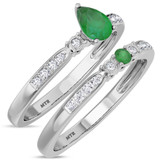 Photo of Hana 2/3 Carat T.W. Emerald and Diamond Matching Bridal Ring Set 10K White Gold [BR2143W-C000]