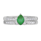 Photo of Hana 2/3 Carat T.W. Emerald and Diamond Matching Bridal Ring Set 14K White Gold [BR2143W-C000]
