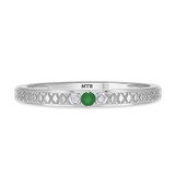 Photo of Manuka 1/8 CT. T.W. Emerald and Diamond Same Sex Ladies Band Set 14K White Gold [BT2159WL]