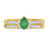Photo of Hana 2/3 CT. T.W. Emerald and Diamond Matching Bridal Ring Set 10K Yellow Gold [BR2143Y-C000]