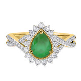 Photo of Liana 2 1/10 CT. T.W. Emerald and Diamond Trio Matching Wedding Ring Set 10K Yellow Gold [BT2154YE-C000]