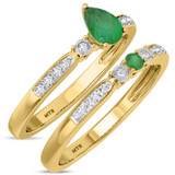 Photo of Hana 2/3 CT. T.W. Emerald and Diamond Matching Bridal Ring Set 14K Yellow Gold [BR2143Y-C000]